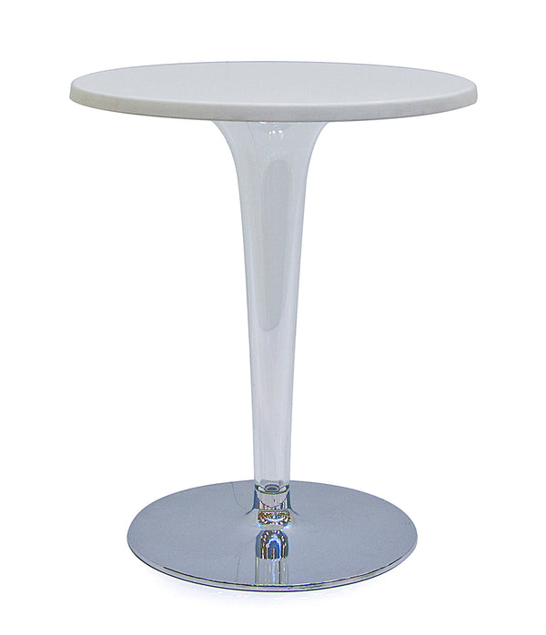 Tavolino con base a cono in plexiglass